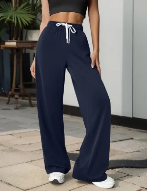 Womens Wide Leg Sweat Pants High Waisted Baggy Sweatpants Casual Drawstring Workout Pants with Pockets