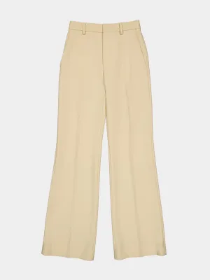 Wool Gabardine Flared Trousers