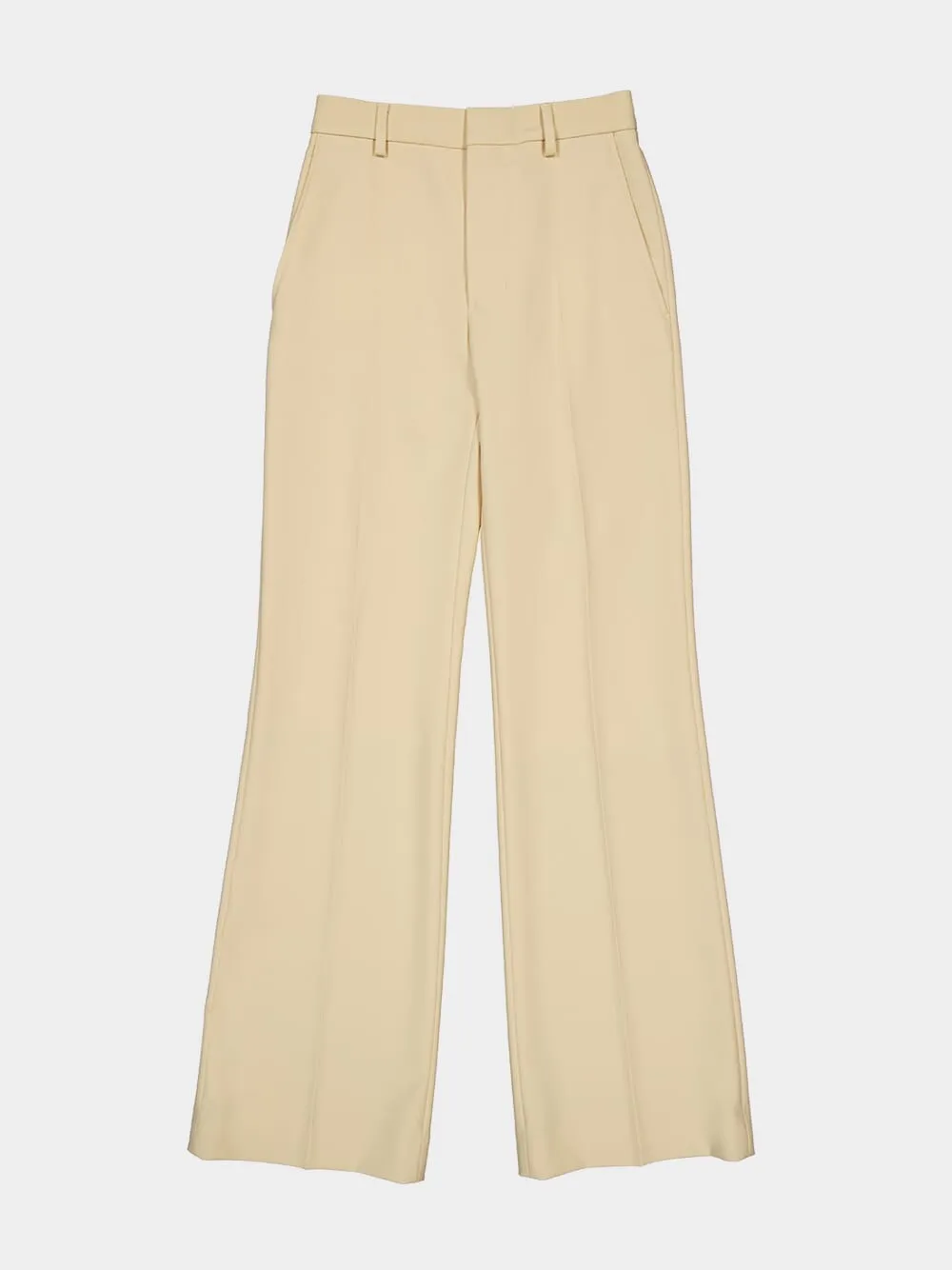 Wool Gabardine Flared Trousers