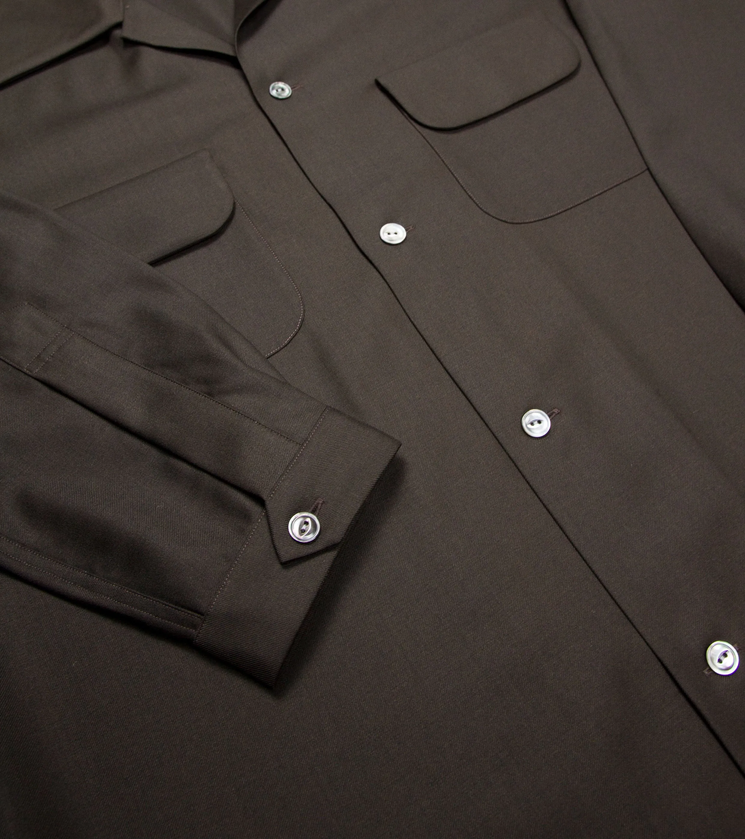 Wool Gabardine Shirt Brown