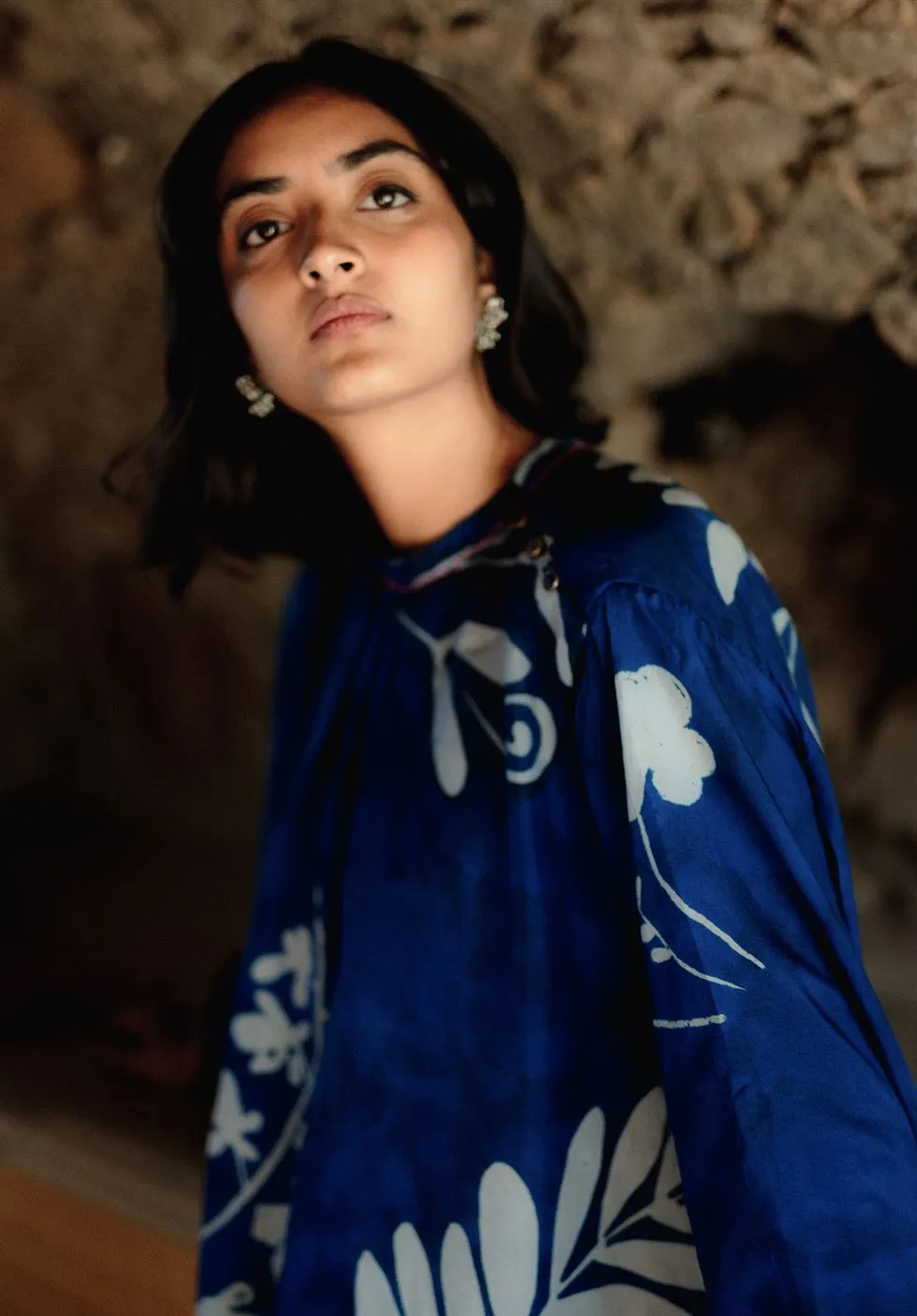 YAM   I  Double Bay  THIVA SET KURTA SET PURE SILK HABUTAI BLUE & WHITE Festive Collections YAMKU33