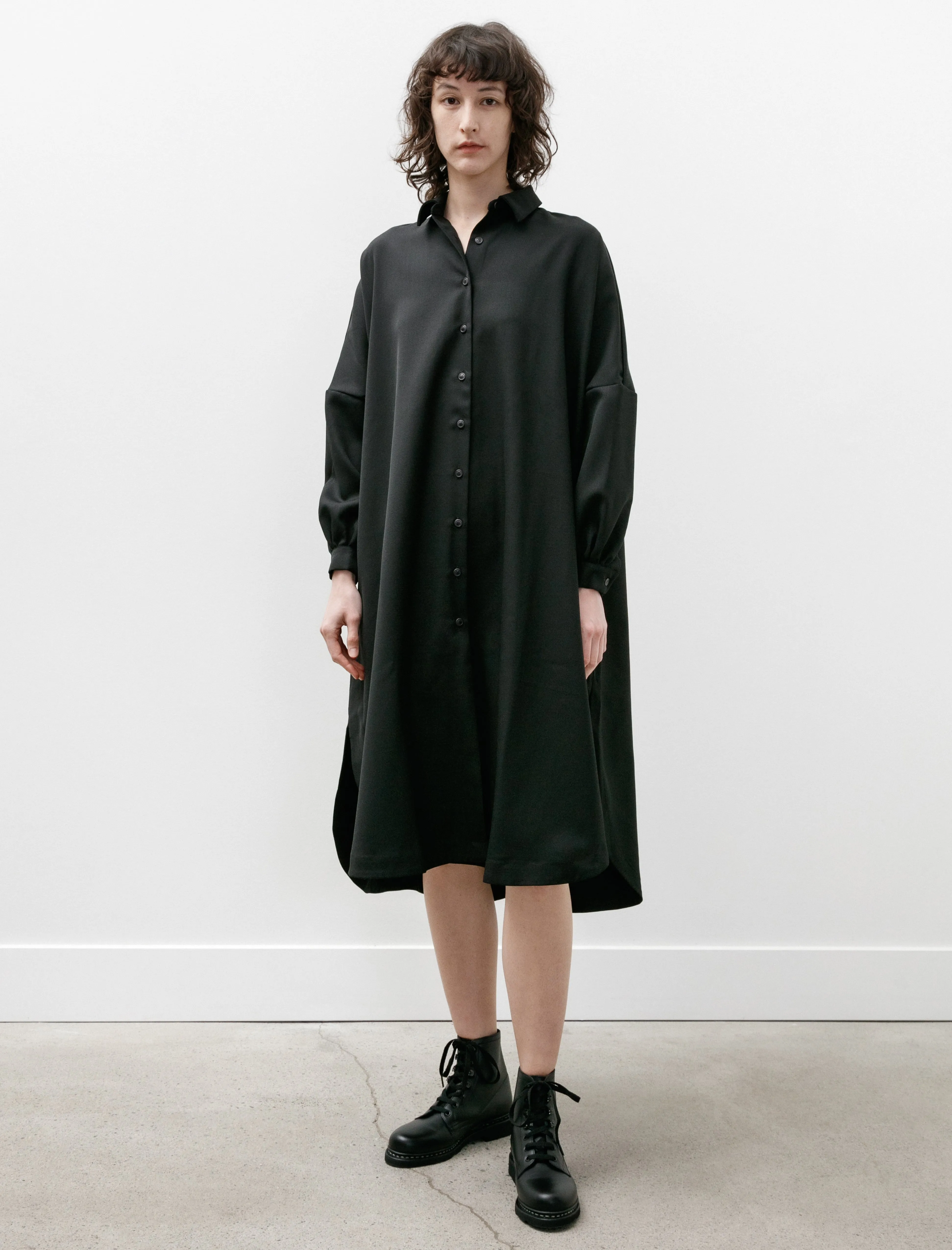 Yuki Long Shirt Gabardine Black